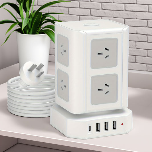 Surge Protector Power Strip Tower with 4 USB Ports