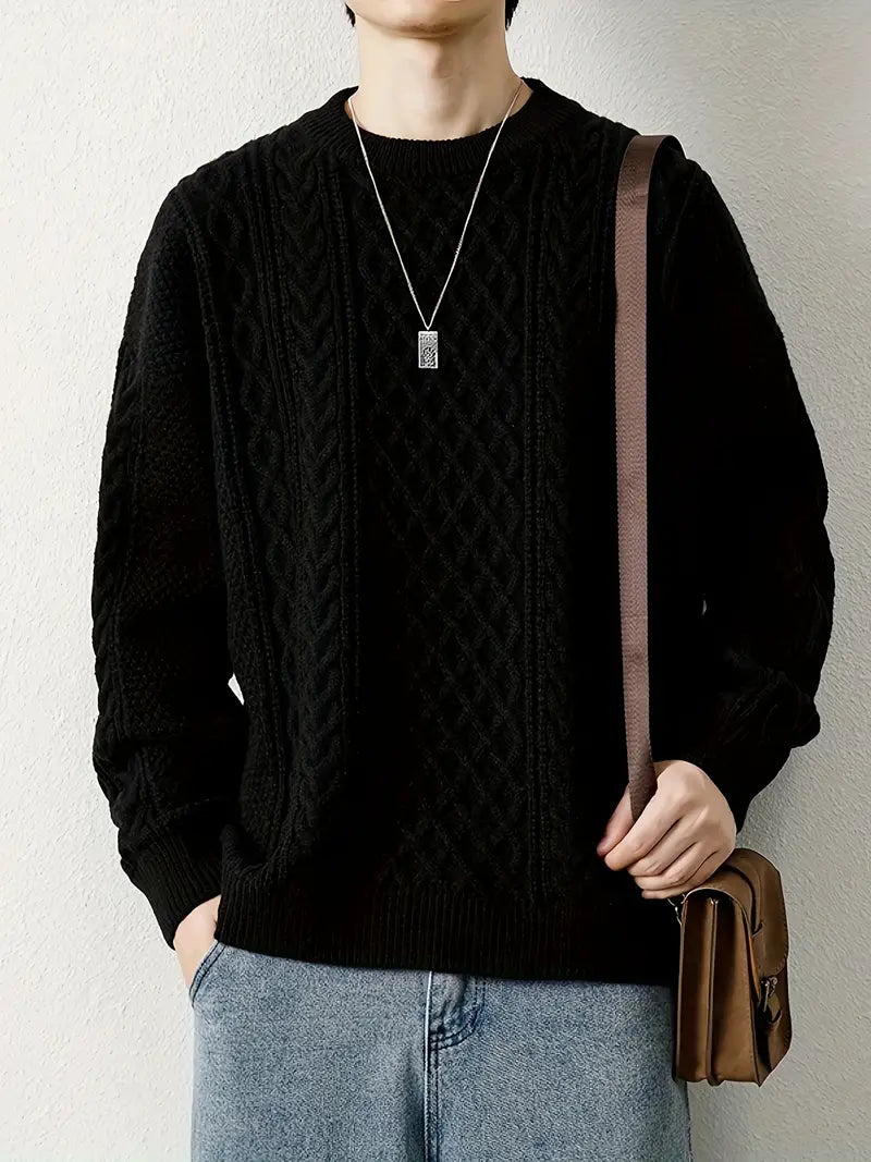 Hawthorne Acrylic Loose Knitted Aran Pullover Sweaters