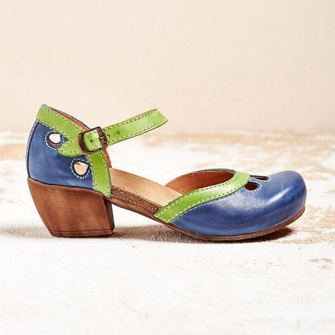 Mary Jane Retro Color Block Sandals