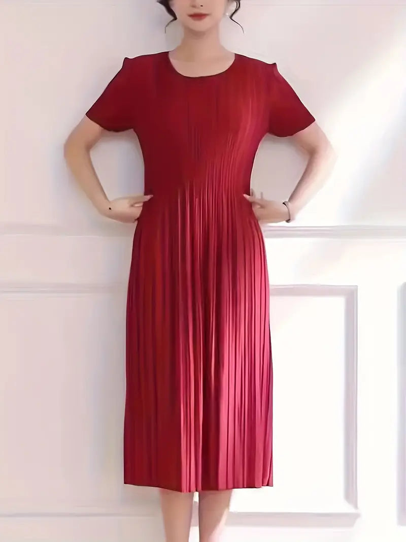Classic Pleated Polyester Dress