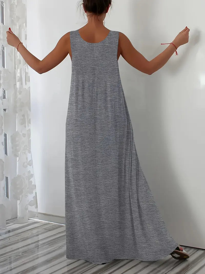Plus Size A-Line Sleeveless Maxi Dresses