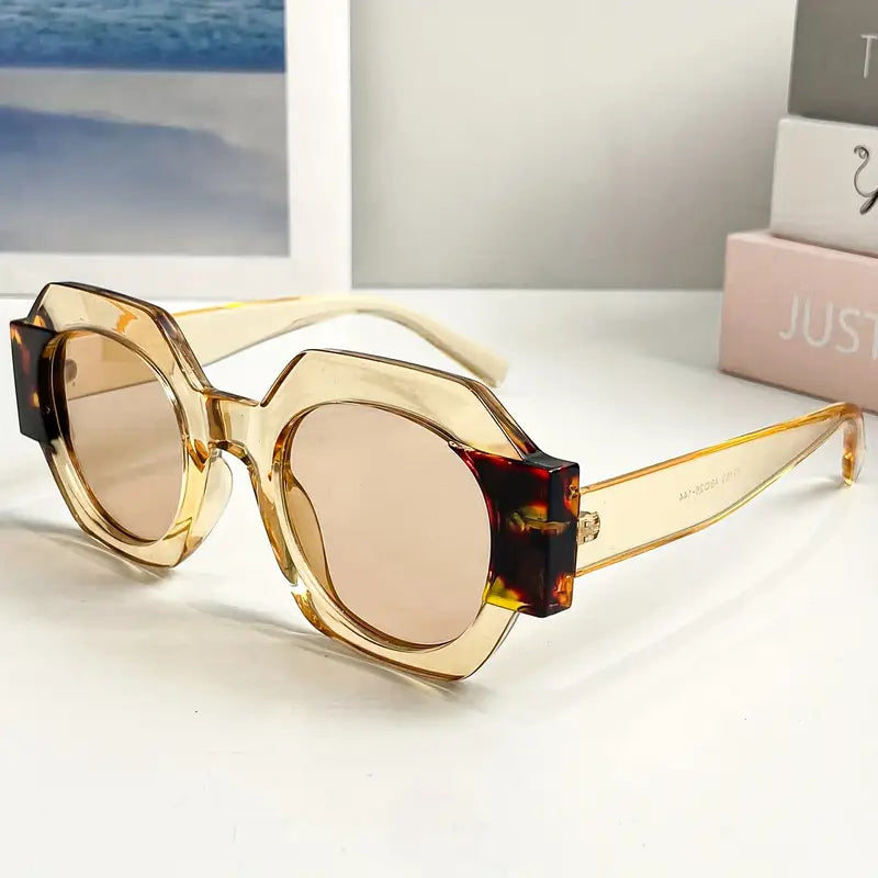 Retro Flat Top Round Polycarbonate Sunglasses