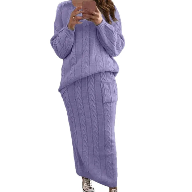 Two Piece Knitted Skirt Set