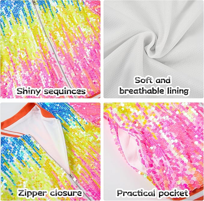 LOLANTA Girls Gradient Sequined Bomber Jackets