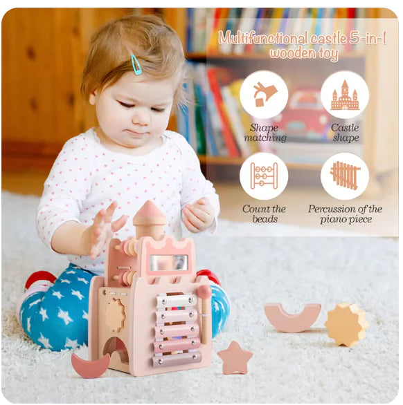 Montessori Wooden Pink Castle
