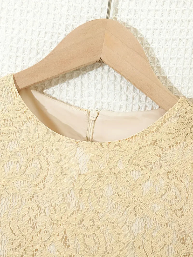 Lace Trim Long Sleeve Ruffle Dresses