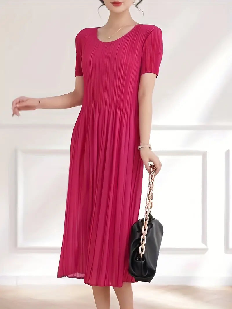 Classic Pleated Polyester Dress