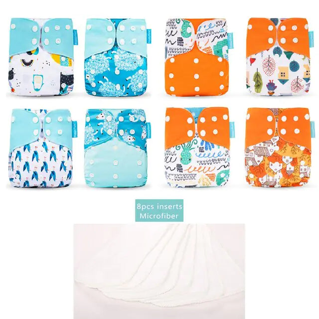 Happy Flute Pocket Adjustable Diaper 8 Piece Set