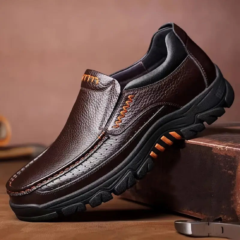 ONYX ASH Genuine Leather Slip-On Dress Shoes