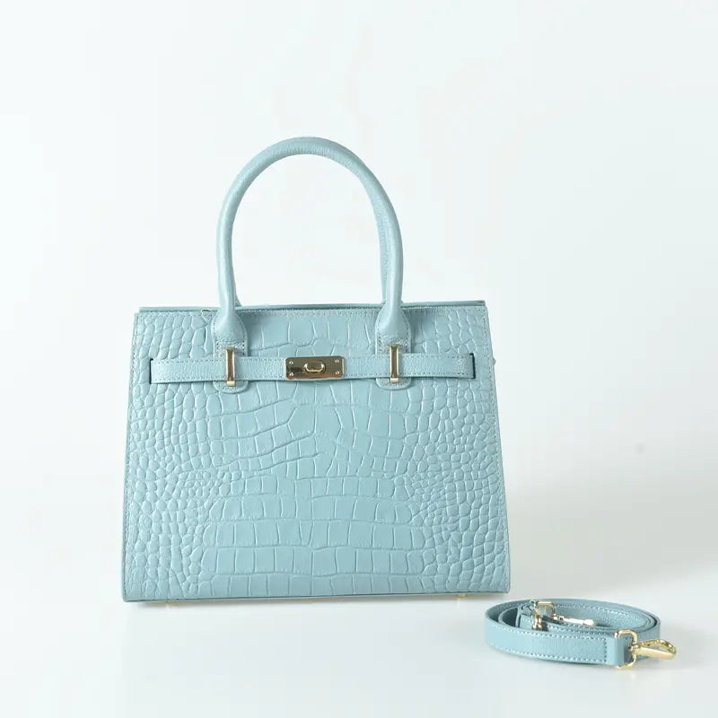 Birkin Inspired Genuine Leather Crocodile Handbag - Limited Edition