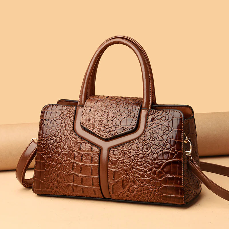 Crocodile Embossed Leather Messenger Bags