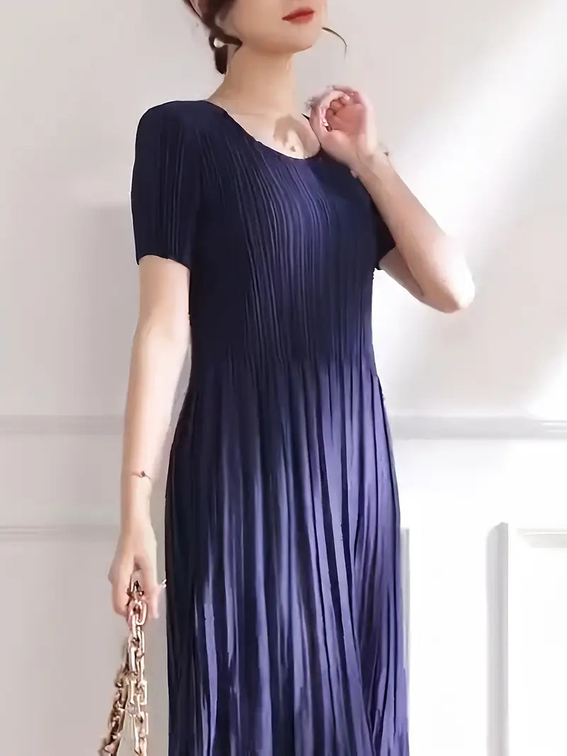 Classic Pleated Polyester Dress