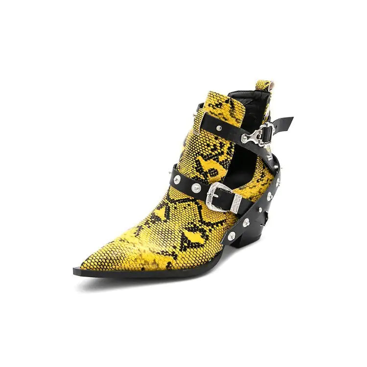 Diane Lockhart Snakeskin Buckled Boots