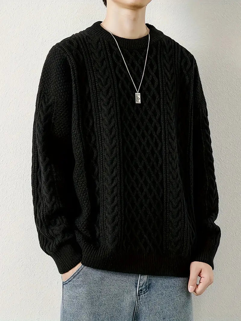 Hawthorne Acrylic Loose Knitted Aran Pullover Sweaters