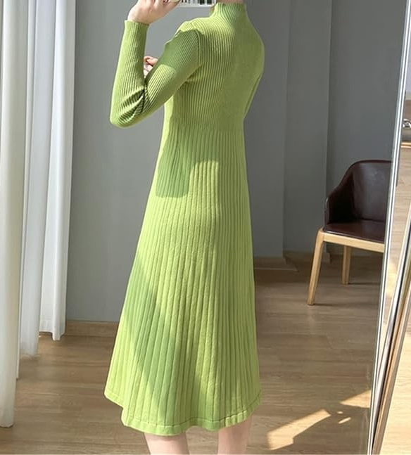 A-line Midi Ribbed Knit Dress
