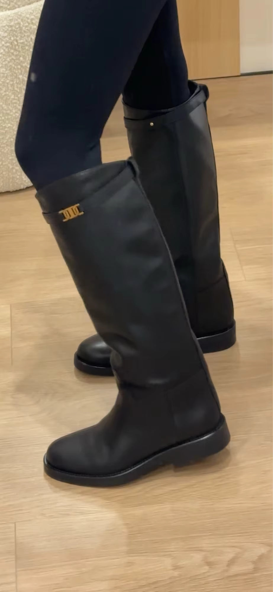 DaveandDi Knight Cowhide Leather High Boots