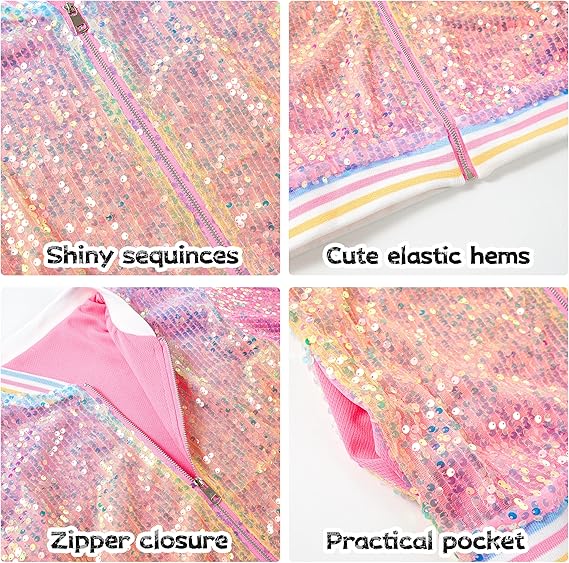 LOLANTA Girls Gradient Sequined Bomber Jackets