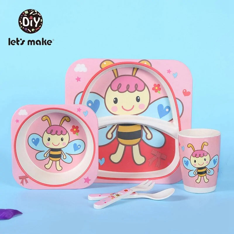 Eco-Friendly 5 Piece Bamboo Dinner Set