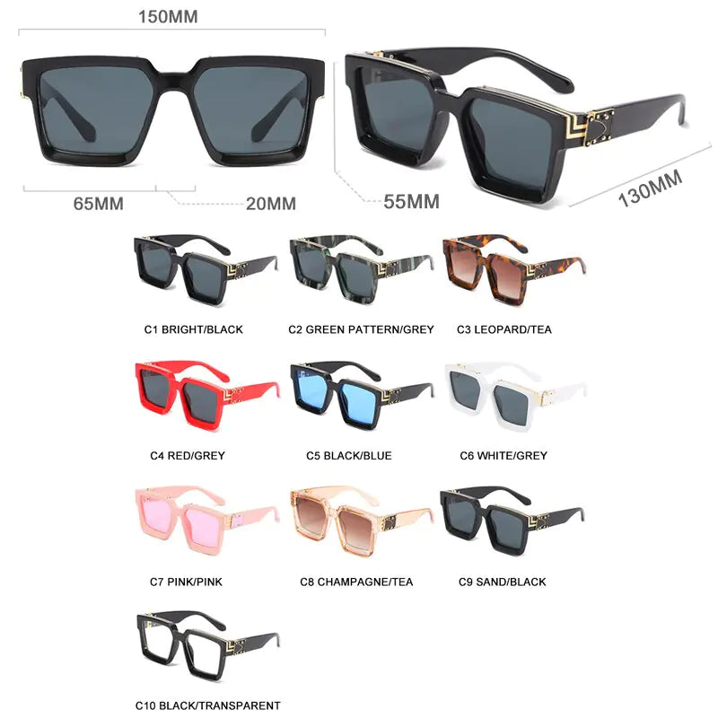 HOOBAN Millionaires Designer Square Sunglasses