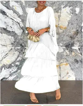 Zocania Layered Chiffon Batwing Maxi Dresses