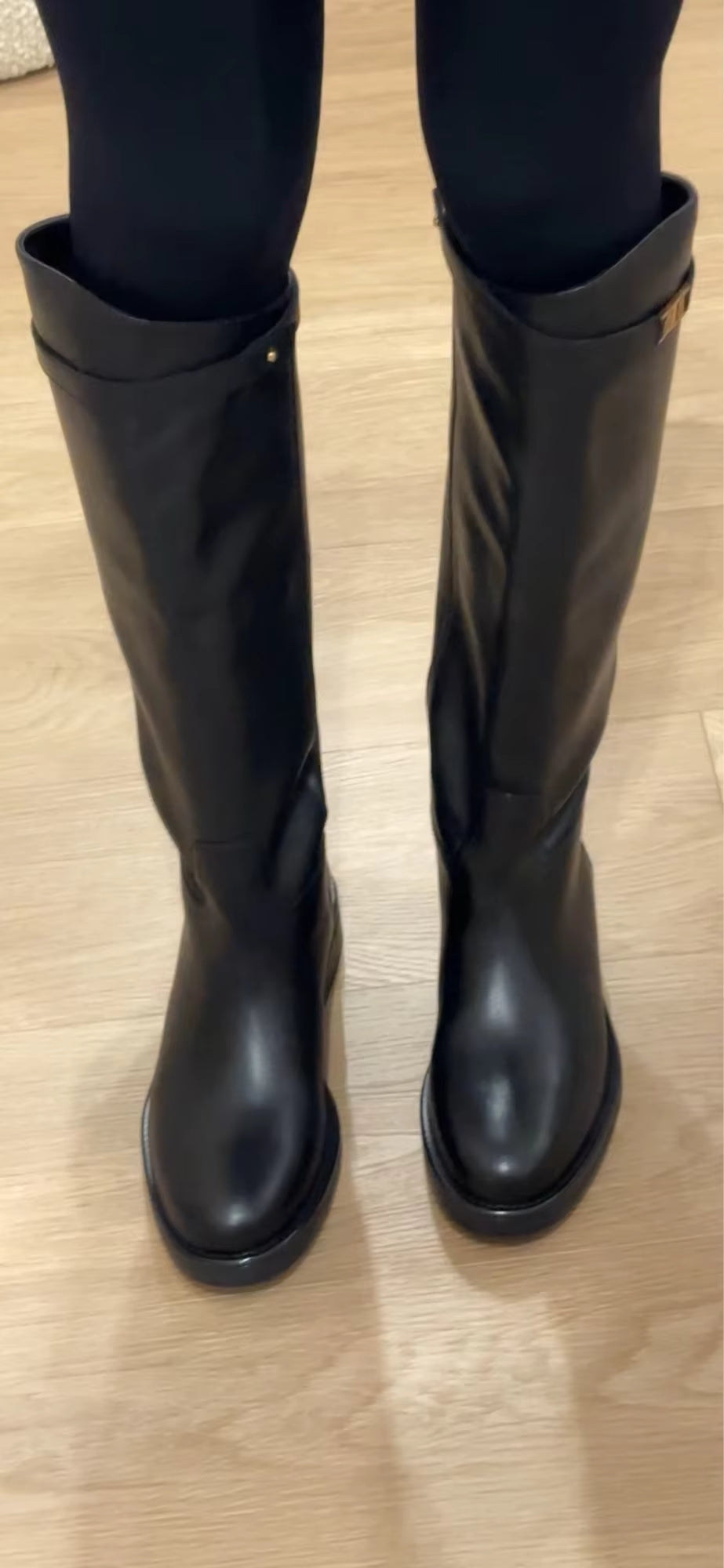 DaveandDi Knight Cowhide Leather High Boots