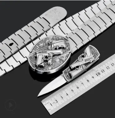 Tactical Stainless Steel Self-Defense Belt and Buckle Knife