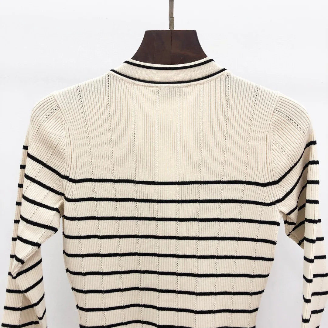Armelline Sandro Striped Knit Midi Dress