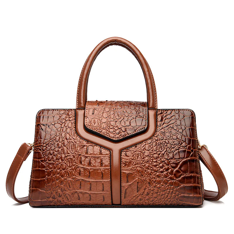 Crocodile Embossed Leather Messenger Bags