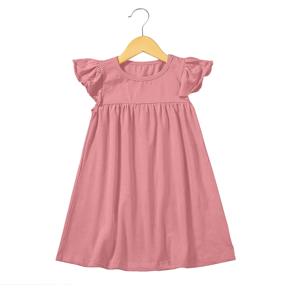 Ruffle Sleeve Knit Cotton Dress for Girls