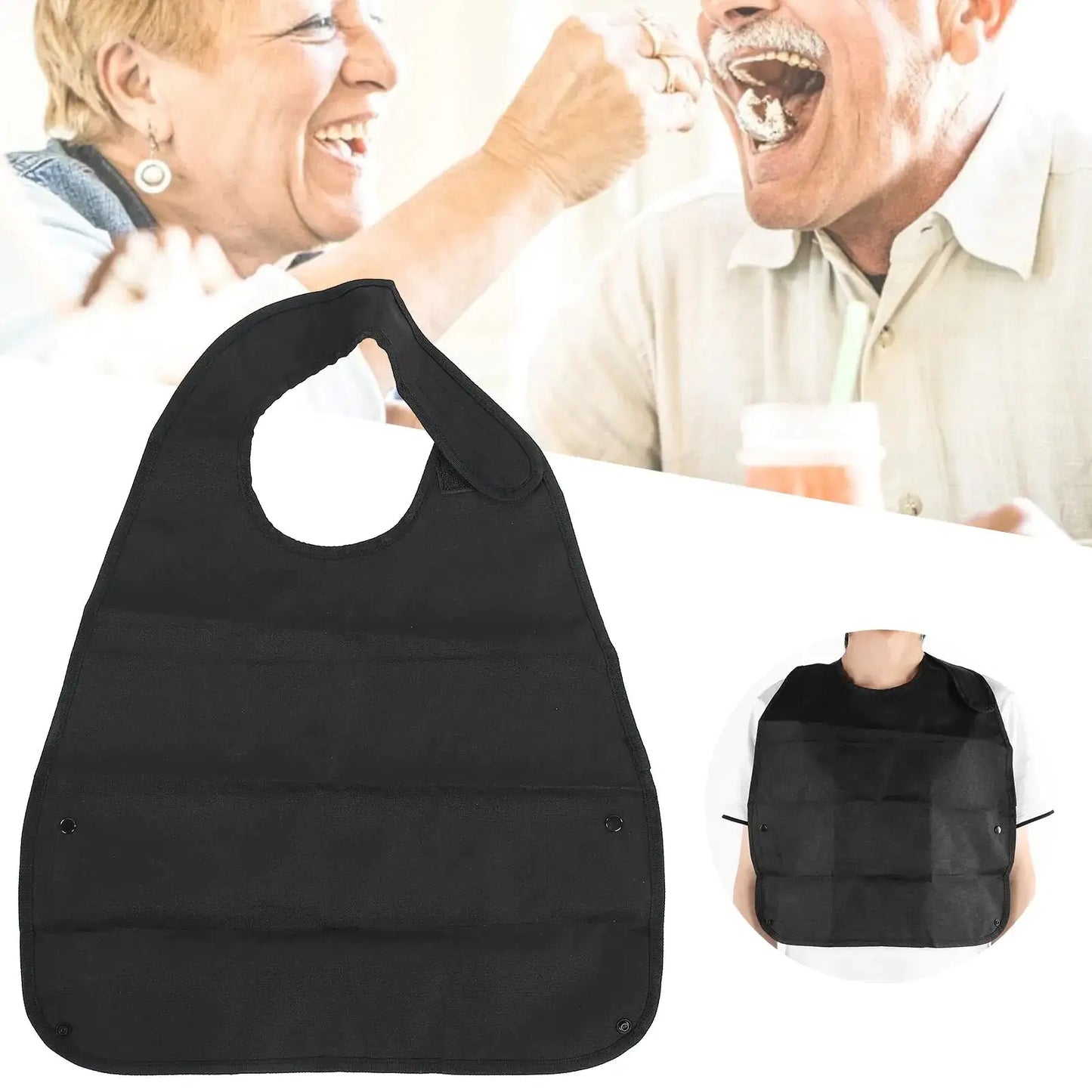 Adult Black Waterproof Soft Bibs