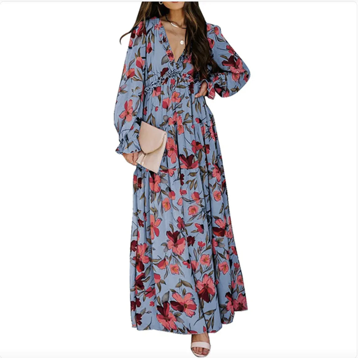 Reena Floral Polyester Maxi Dress