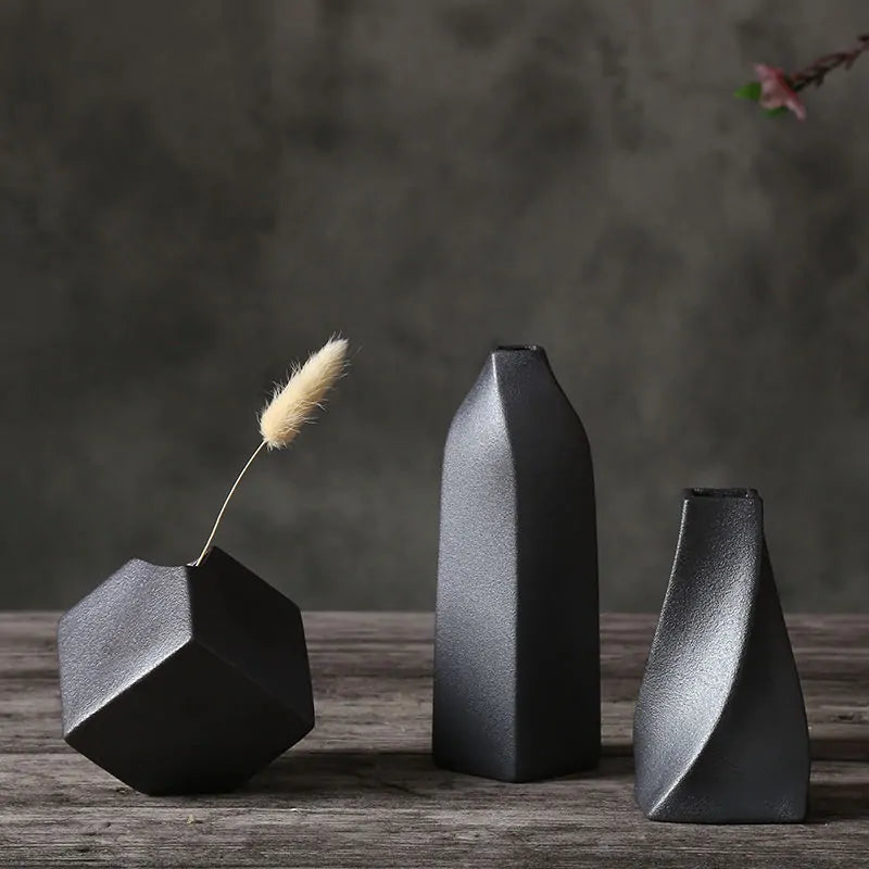 Minimalist Black Glaze Vases
