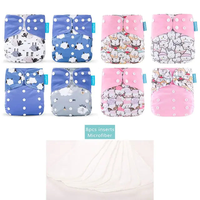 Happy Flute Pocket Adjustable Diaper 8 Piece Set