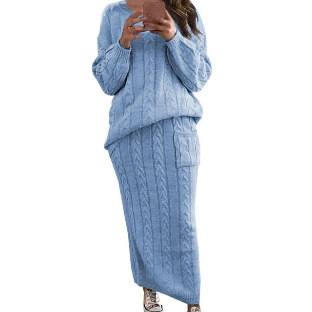 Two Piece Knitted Skirt Set