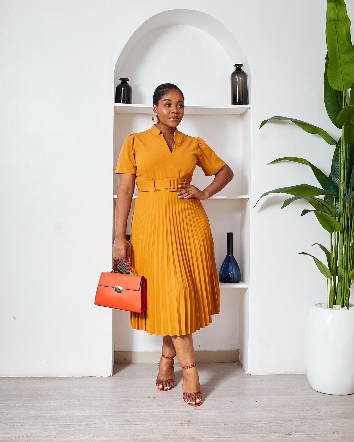 Karen Millen Forever Crepe Pleated Midi Dress