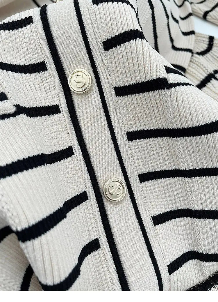 Armelline Sandro Striped Knit Midi Dress