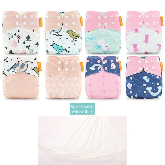 Happy Flute Pocket Adjustable Diaper 8 Piece Set