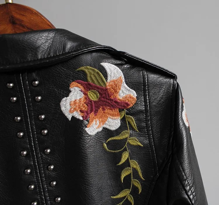 Floral Biker Leather Jacket