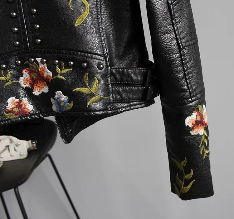 Floral Biker Leather Jacket