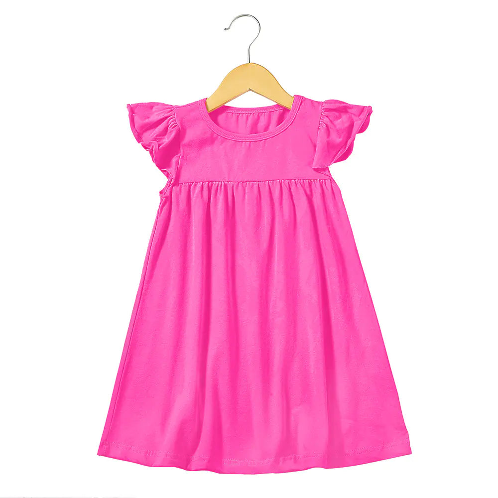 Ruffle Sleeve Knit Cotton Dress for Girls