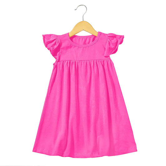 Ruffle Sleeve Knit Cotton Dress for Girls