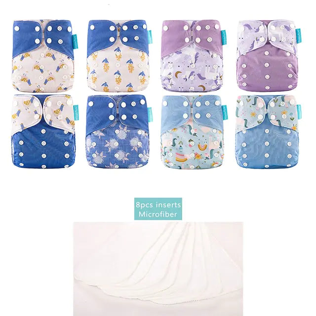 Happy Flute Pocket Adjustable Diaper 8 Piece Set
