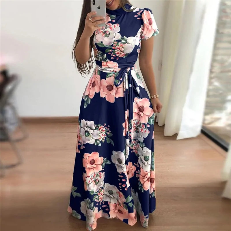 Casual Short Sleeve Maxi Dress