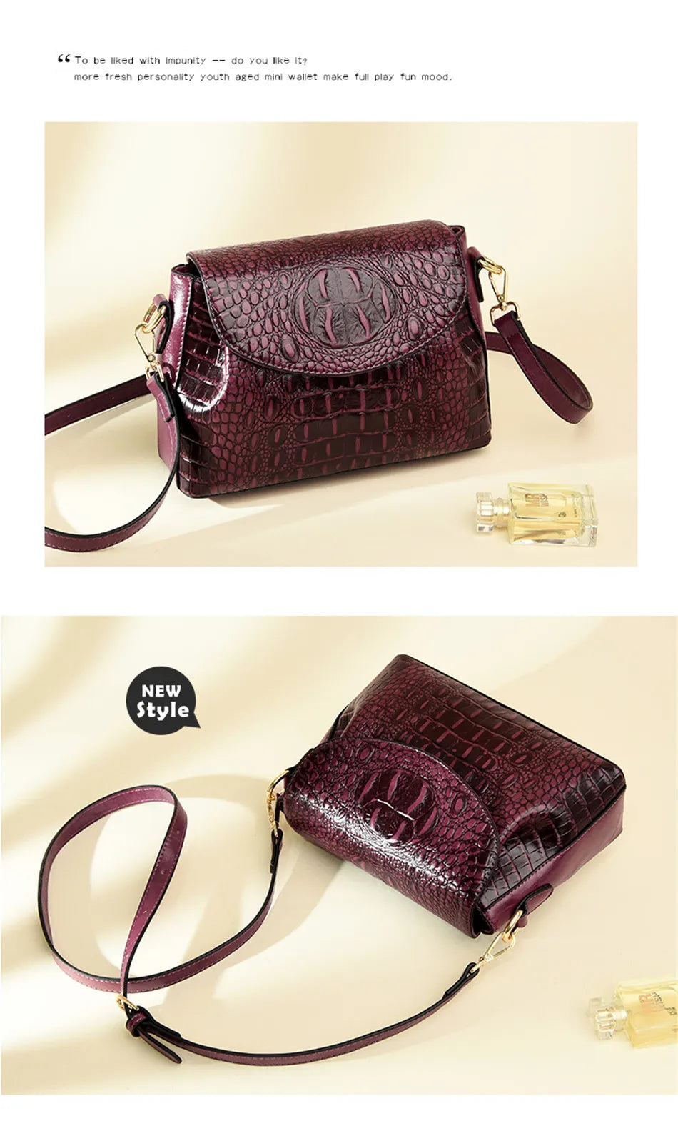 Vintage Crocodile Embossed Crossbody Bag