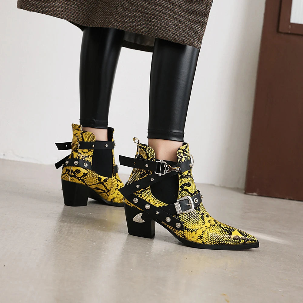 Diane Lockhart Snakeskin Buckled Boots