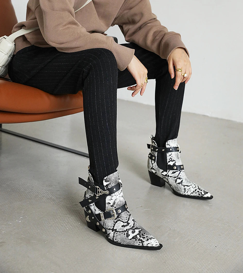 Diane Lockhart Snakeskin Buckled Boots
