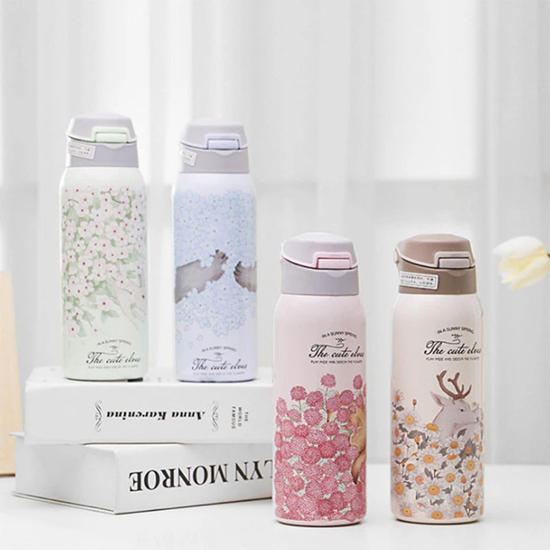 The Cute Elves Straw Water Bottles  (Nuan Qin Cup)