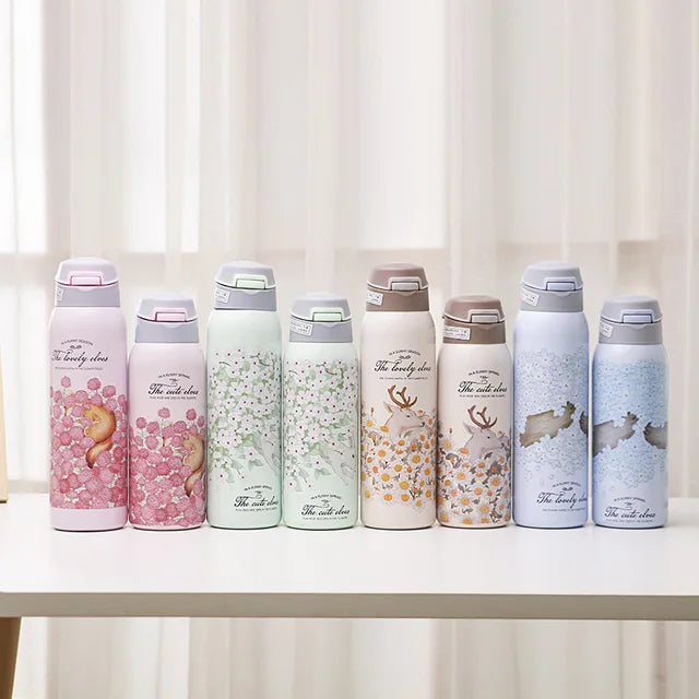 The Cute Elves Straw Water Bottles  (Nuan Qin Cup)