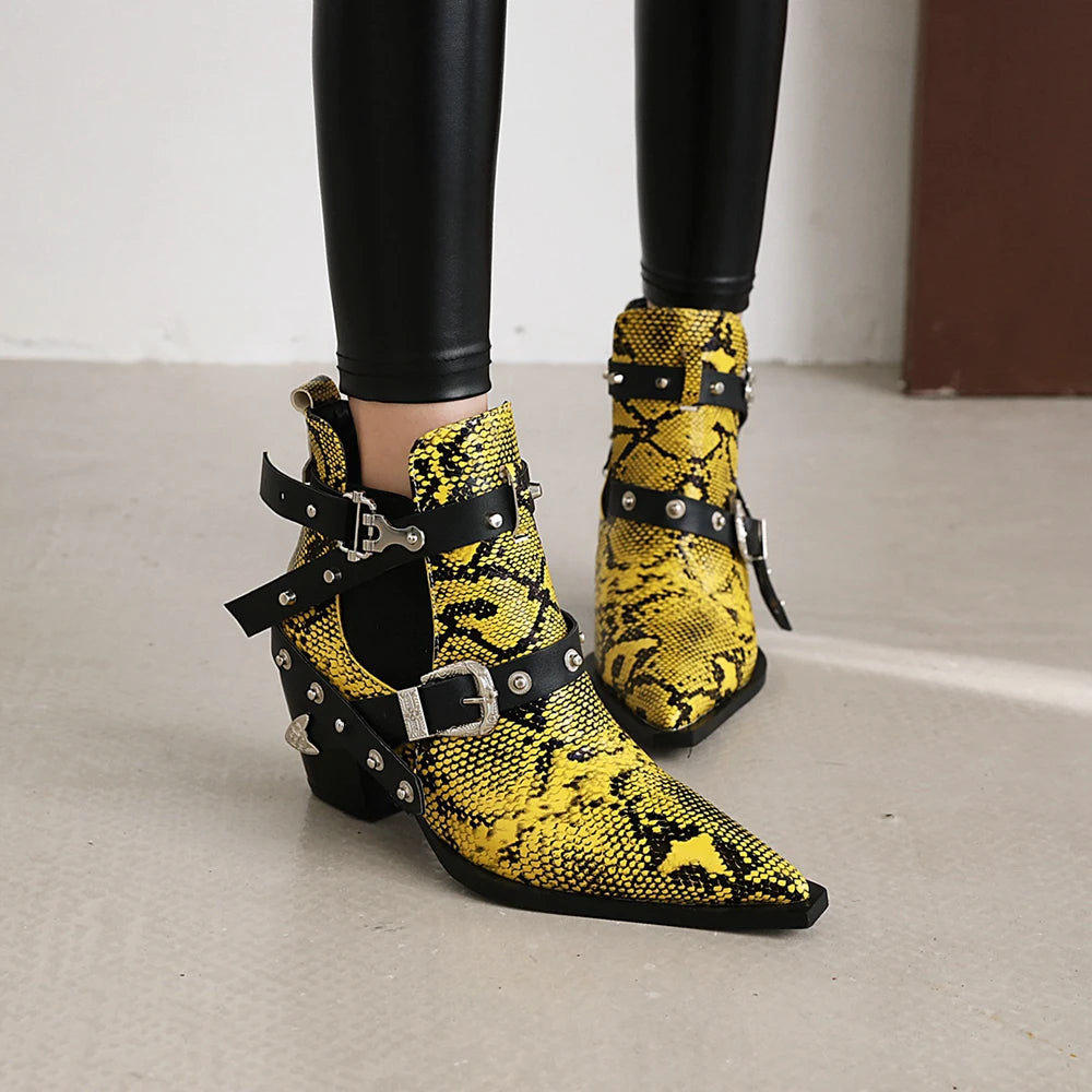 Diane Lockhart Snakeskin Buckled Boots