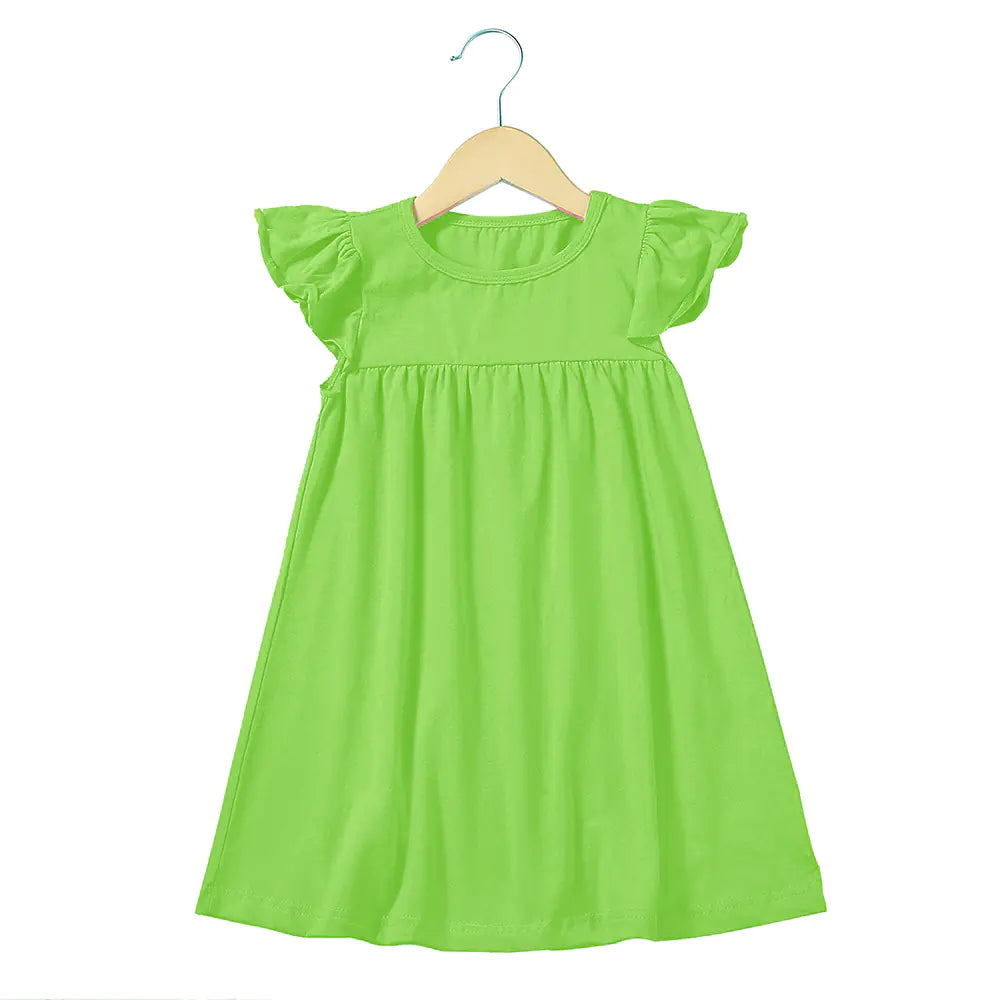 Ruffle Sleeve Knit Cotton Dress for Girls